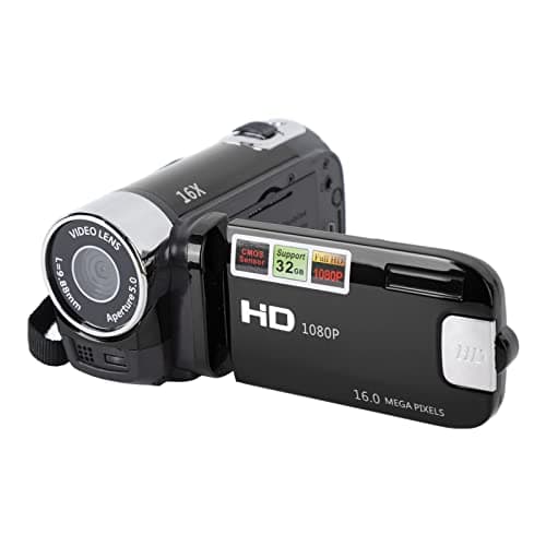 Image of 1080P HD Camcorder, 16MP DV Camera with 16x Digital Zoom, 2.7in TFT Rotatable Screen, Built-in Speakers, USB (Black)
