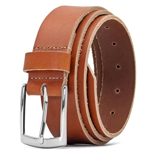 Image of Ashford Ridge Made in England 35mm Full Grain Leather Belt with Classic Silver Buckle - Tan Medium