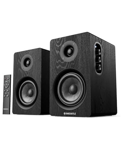 Image of Oakcastle BK100 Active (Black) Bookshelf Speakers | 2.0 Stereo System | 60W Output | Bluetooth 5.4, USB Playback | AUX, HDMI ARC & Optical | Gaming Speakers for PC Desktop