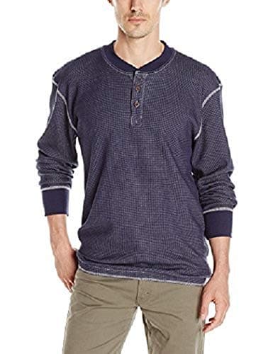 Image of Wrangler Authentics Men's Long Sleeve Waffle Henley Shirt, Mood Indigo, XL
