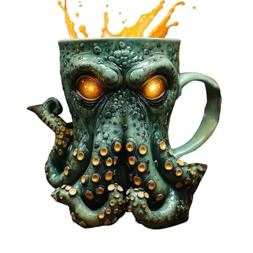 Image of Cthulhu Octopus Mug, Octopus Coffee Mug, Cthulhu-Inspired Pirate Tankard, 3D Kraken Medieval Dragon Cup, Handmade Resin Drinking Cup with Cthulhu Tentacle for Bar Restaurant Home Decor