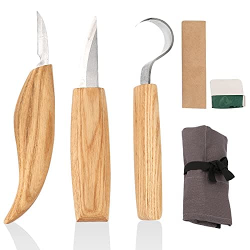 Image of mumisuto Wood Carving Tools Set, 5Pcs High Manganese Steel Hand Wood Whittling Kit for Beginners, Woodworking Carving Tool with Spoon Knife, Woods Whittling, Chip Carvings Tools and Storage Bag
