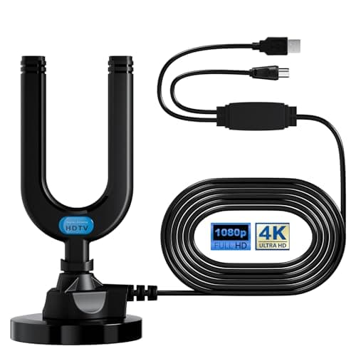 Image of Diswoe TV Aerial, Indoor TV Aerial for Smart TV with Signal Booster High Gain Freeview Outdoor Antenna for 4K 1080P HDTV & VHF UHF DAB Radio with 26Ft Coax Cable