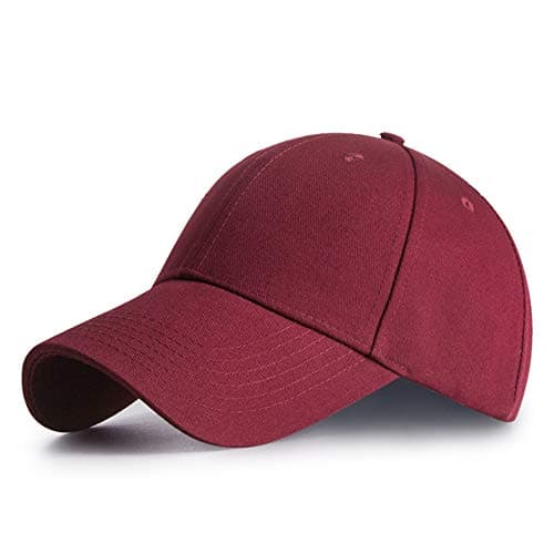 Image of HGDGears Plain Baseball Cap Snapback for Men - Classic 6 Panel Adjustable Sport Casual Sun Visor Hat (Red)…