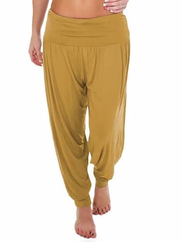 Image of R&N FASHIONS Ladies Plus Size Harem Trousers Women's Full Length Stretch Casual Pants (Mustard, 12-14)