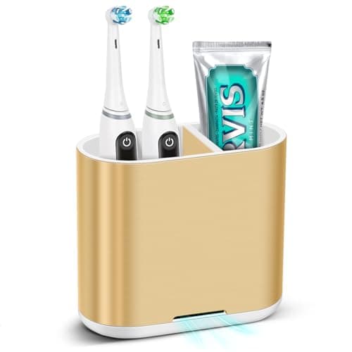 Image of PARKMANI Electric Toothbrush Holders for Bathrooms, Toothbrush and Toothpaste Holder, Detachable Bathroom Toothbrush Caddy With Drainage for Family, Kids (Brushed Gold, Medium)