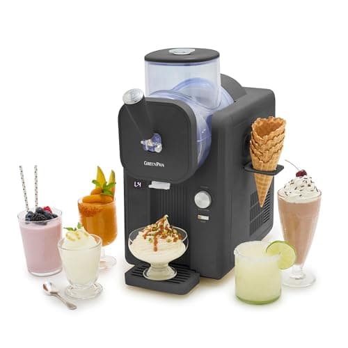 Image of GreenPan Frost Ice Cream Maker & Slushie Machine, Soft Serve, Sorbet, Margaritas, Milkshakes, Frozen Yogurt, No Pre-Freezing, Ready in 15 Mins, 6 Modes, 7 Textures, Self-Cleaning, Grey