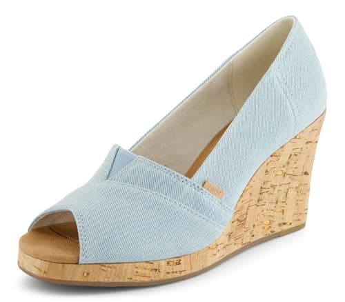 Image of TOMS Women's Classic Espadrille Wedge Sandal, Pastel Blue, 7.5 UK