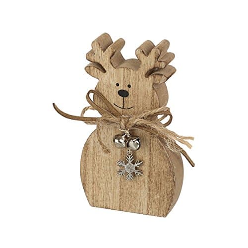 Image of Heaven Sends Super Cute Wooden Reindeer Figure with Twine and Bell Scarf (13cm)