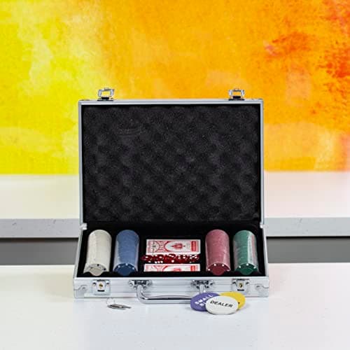 Image of Global Gizmos 50520 200 Piece Poker Set / 4g Chips/Contains Chips, Dice & Cards/Portable Casino Style Carry Case/Texas Hold’Em, Blackjack and More