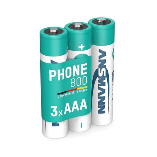 Image of ANSMANN AAA DECT Phone Batteries [Pack of 3] Rechargeable 800 mAh NiMH High Capacity AAA Type Size Battery For DECT Cordless / Portable Phones