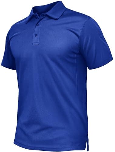 Image of TACVASEN Breathable Golf Polo Tops for Men Tactical T-Shirt Short Sleeve Military Shirts Lightweight Work Polo Shirt Royal Blue,L