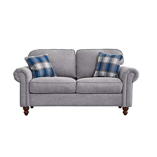 Image of Panana Retro Design Fabric Sofa - 2 Seater with 2 Free Cushions (Gray)