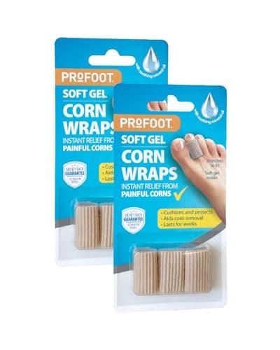Image of Profoot Soft Gel Corn Wraps - Instant Relief from Painful Corns - Cushions and Protects - Contains Soft Gel, Reduces Pressure and Friction - Contains 3 Washable & Reusable Toe Wraps (2 Pack)