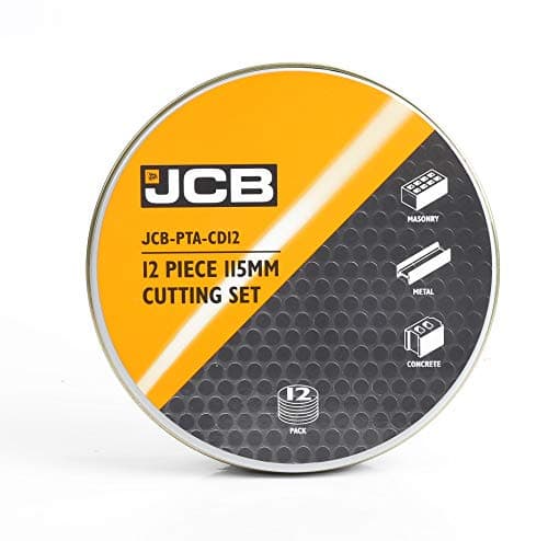 Image of JCB - 115mm Cutting Discs - 12 Piece Cutting Disc Set with Metal & Stone Cutting Discs & Segmented Diamond Blades - Ideal Power Tool Accessories for Cutting Masonry Concrete and Metal