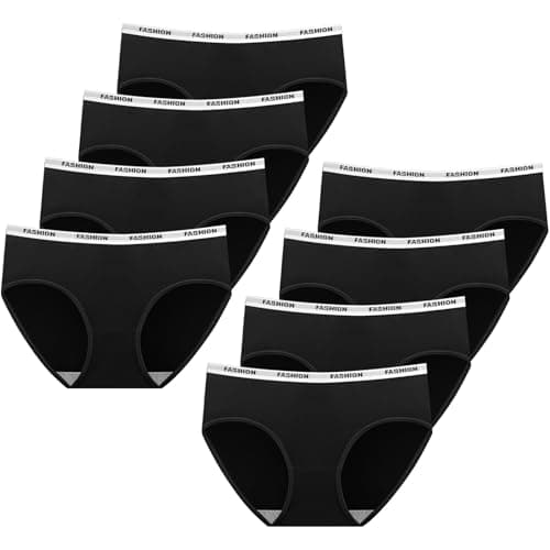 Image of AYBUY 8 Pack Teen Girls Knickers, Soft Briefs Seamless Underwear, Underpants Essential Elastic Panties, Plain Knicker for Age 8-18 Girls and Women (M)