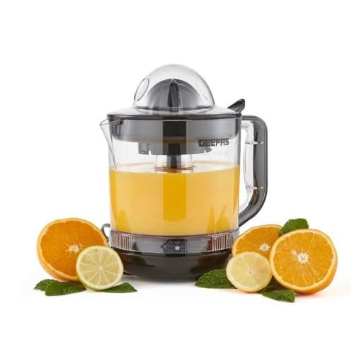 Image of GEEPAS 25W Electric Citrus Juicer | Lemon Squeezer for Orange Lime Grapefruit | 1L Capacity Copper Motor with Bi-Direction Twist & Auto Start, BPA-Free Fresh Healthy Juice Daily | 2 Yr Warranty Black