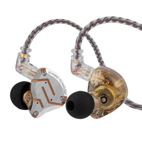 Image of Linsoul KZ ZS10 Pro, 4BA+1DD 5 Driver in Ear Monitor, HiFi Wired Earbuds, Gaming Earbuds, Hybrid IEM Earphones with Stainless Steel Faceplate, Recessed 2 Pin Detachable Cable(Without Mic, Yellow)