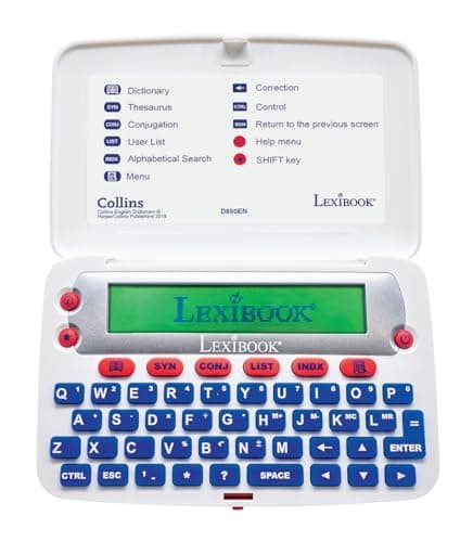Image of LEXiBOOK - The Collins English Dictionary, 13th Edition - Electronic Dictionary, Definitions, Thesaurus, Conjugation, Phonetic Spelling Check, Crossword Solver, with Battery, Blue/White,