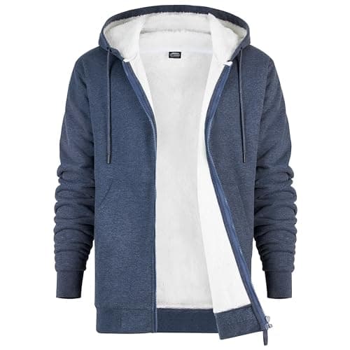 Image of CityComfort Mens Hoodie with Fleece Lining - Zip Hoodie Men Teenagers M-3XL Warm Cosy Outerwear Full Zip Loungewear - Gifts for Him (Navy, M)