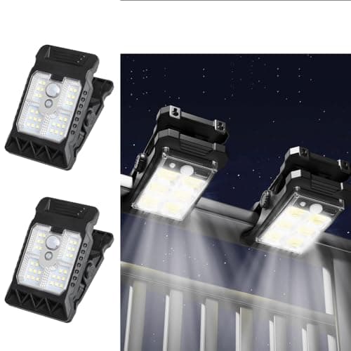 Image of YZYOE 2 Pack LED Outdoor Solar Mini Clip Lights, Portable Lighting with Motion Sensor, Waterproof Solar Powered Courtyard Decorative Light,3 Modes Path Lamp.