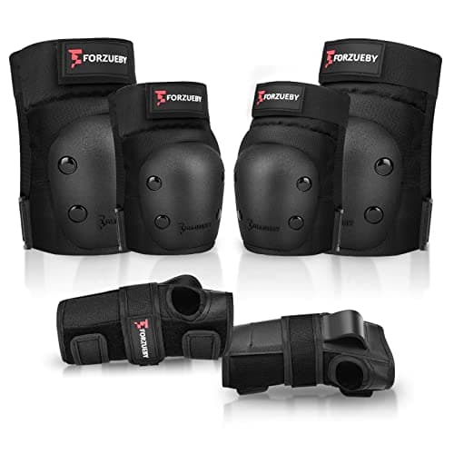 Image of Forzueby Adult/Kids Knee Pads Elbow Pads Wrist Guards 6 in 1 Protective Gear Set for Inline Roller Skating Skateboarding Scooter BMX etc.