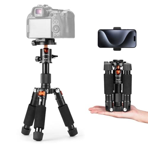 Image of K&F CONCEPT Mini Desktop Tripod, 20.5''/ 52cm Compact Desk Material Tripod with 360° Ball Head, 1/4'' Quick Release Plate for Camera Video Camcorder, Load up to 13.22 lbs/6 KG