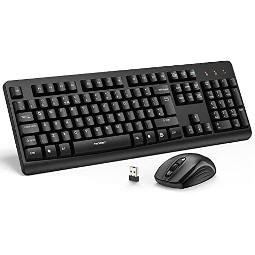 Image of TECKNET Wireless Keyboard and Mouse Set, Ergonomic 2.4G Cordless Keyboard & Mouse Combo Silent, Full-Size, Spill-Resistant with Nano USB Receiver for PC, Laptop, Computer - QWERTY, UK Layout