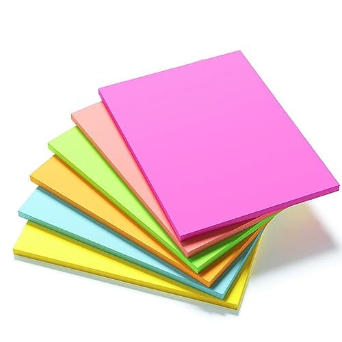 Image of KIFZM 6 X 8 in Creative Extra Large Sticky Giant Pads,6 Brilliant Colors Assorted,203 mm x 152 mm,50 Sheets/Pad, 6 Pads for Drafts,Presentations,Workshops,Self-Adhesive Organization Tools