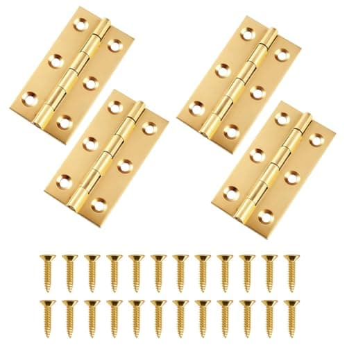 Image of 4 Pcs Brass Butt Hinges, 2 Inch (50mm) Brass Folding Hinges with Screws, Heavy Duty Furniture Hinge Durable Cabinet Hinge for Wooden Boxes Jewelry Boxes Wine Cases Decorative Storage Cabinet Doors