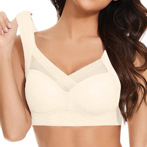 Image of Feelcrag Wmbra Posture Correction Bra,Comfy Bras Ergonomic Bra Support Bras for Large Breasts Summer Breathable Wireless Full Coverage Sport Bras for Women UK Large Bust White
