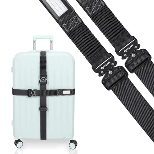 Image of Vigorport Luggage Straps for Suitcases Heavy Duty Metal Buckle Luggage Belt Strap, TSA Approved Suitcase Belt, Stretchable Travel Strap for Luggage 72" Long