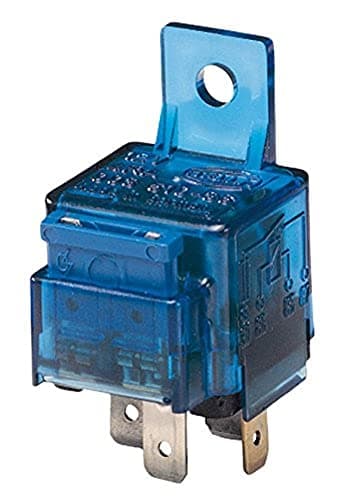 Image of HELLA 4RA 003 530-001 Relay, main current - 12V - 4-pin connector - Wiring Diagramme: S10 - Plug: A - Normally Open Contact - Colour: Pale blue - with holder