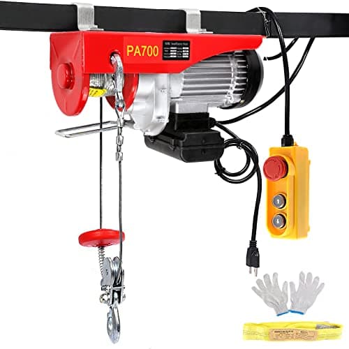 Image of Dyna-Living Electric Hoist Lift 700KG 1543LBS Overhead Electric Hoist 220V Electric Winch for Garage, Warehouses, Factories Lifting with Line 4.92 Ft Remote Control Emergency Stop Switch