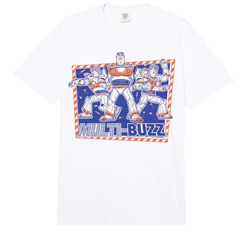Image of Disney Pixar Toy Story 5 Multi-Buzz Action Buzz Lightyear Comfort Colors Adult Heavyweight T-shirt