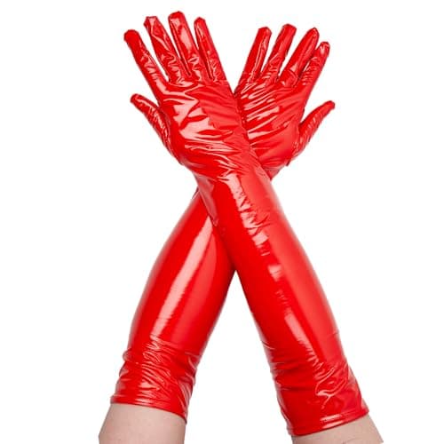 Image of Wicked Costumes Ladies Long PVC Gloves - Red