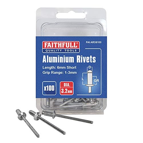 Image of Faithfull FAI AR3S100 3mm Diameter 100 Short Aluminium Rivets 5023969214030 3mm