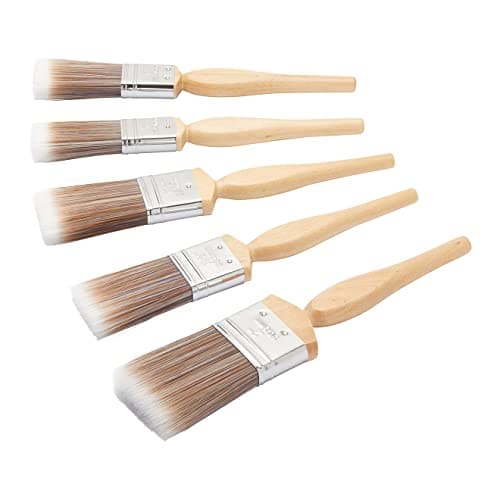 Image of Fit For The Job 5 piece Diamond DIY Paint Brush Set For A Smooth Finish with Emulsion, Gloss and Satin Paints on Walls, Ceilings, Furniture, Wood & Metal - contains 2x 1", 2x 1.5", 1x 2" Brushes