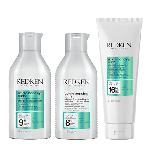 Image of REDKEN Acidic Bonding Curls Shampoo 300ml, Conditioner 300ml, & Leave-In Treatment 250ml Routine For Damaged Curly & Coily Hair, Sulphate-Free for a Gentle Cleanse, Silicone-Free for Lightweight Curls