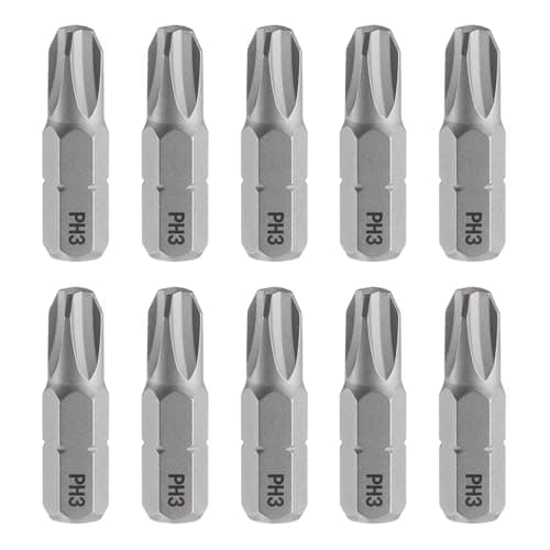 Image of sourcing map 10pcs PH3 Phillips Screwdriver Bit 1/4" Hex Shank 25mm/1" Length Magnetic Cross Head S2 Steel Screw Driver Bit
