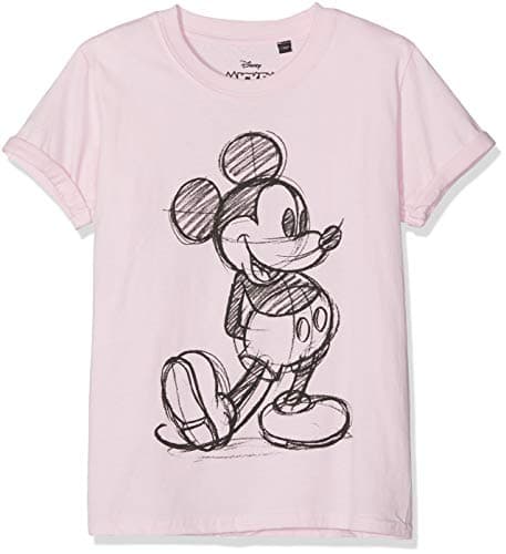 Image of Disney Girl's Mickey Mouse Sketch T-Shirt, Light Pink, 7-8 Years