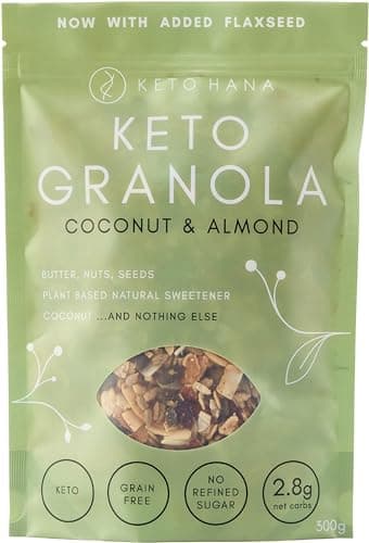 Image of Keto Hana Coconut & Almond Keto Granola Original Butter Keto Diet Grain Free No Refined Sugars Gluten Free 1.1g Net Carbs Breakfast Cereal - 300gr/0.6lbs