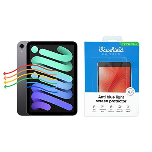 Image of Ocushield Anti Blue Light Screen Protector for iPad Mini 7 (2024) & iPad Mini 6 (2021) 8.3" - 9H Tempered Glass Blocks UV & Blue Light, Anti-Glare, Anti-Bacterial, Designed by UK Optometrists