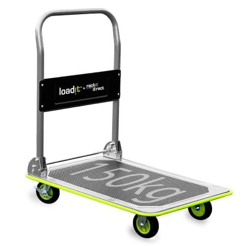 Image of Loadit 150kg Heavy Duty Platform Trolley on Wheels - Foldable Flatbed Cart Sack Truck - Folding Sack Barrow Hand Dolly for Moving Warehouse - Industrial Transport Trolly