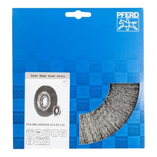Image of PFERD POS Round Brush Wide Untwisted RBU | Diameter 200 x 25 x Variable Bore Steel Wire Diameter 0.30 | 43701259 - for The Grinding Stand