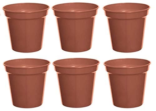 Image of Whitefurze 6 Large Plastic Plant Pot 20cm 8Inch Vegetable Cultivation Pot Terracotta Colour