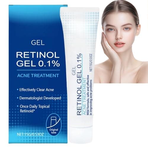 Image of 15g Retinol Gel 0.1%,Retinol Acne Treatment Gel&Spot Treatment,Acne Scar Treatm/ent Cream, Pimple Cream for Face,Ac/ne Scar Removal,Skin Soothing&Hydrating, Anti-Blemish, Lightweight Formula for Face