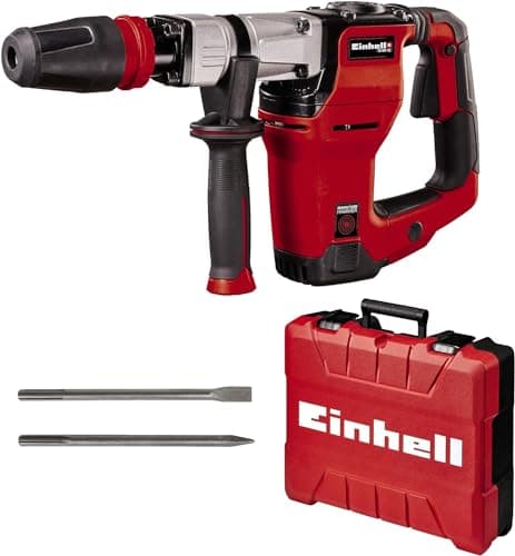 Image of Einhell SDS Max Demolition Hammer 240V, 1050W Concrete Breaker Pneumatic Drill, 12 Joule Single Impact Force Jack,Vibration-Cushioned Handle, Includes Pointed and Flat Chisel TE-DH 12