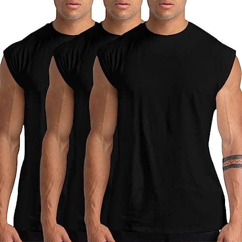 Image of Holure 3 Pack Men's Gym Tank Tops Workout Sleeveless T-Shirts Athletic Muscle Tank Training Bodybuilding Shirts Black/Black/Black 06-M
