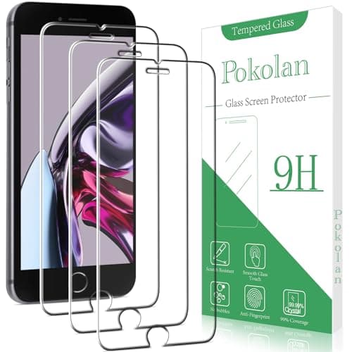 Image of Pokolan 3 Pack Screen Protector for iPhone SE 2020, iPhone 8, iPhone 7, iPhone 6s, iPhone 6 Tempered Glass, 9H Hardness, Case Friendly, Ultra HD, Bubble-Free, Anti-Scratch